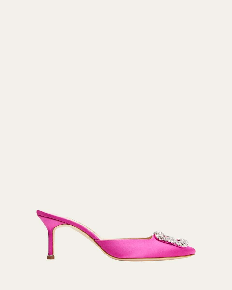 Hangisimu Satin Crystal Buckle Mules